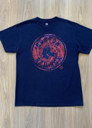 Мужская хлопковая футболка с принтом boston red sox