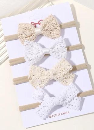 Набір 4 шт еластичних нейлонових повʼязок для волосся 💕 для дівчат, для немовлят