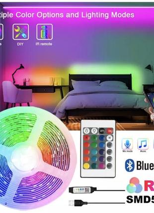 Светодиодная usb led лента rgb 5050 с пультом 5 м. + управление с телефона2 фото