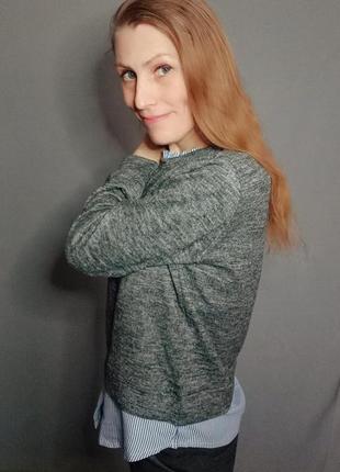 Женский джемпер с рубашкой обманкой,42-44 р.