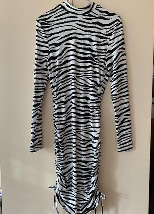 Трендова сукня на завʼязках принт зебра2 фото