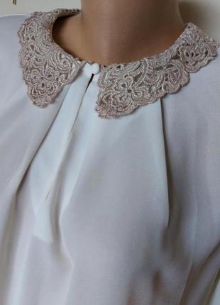 Красивая элегантная блуза, с золотистым воротником4 фото