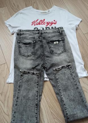 Сірі джинси з дірками4 фото