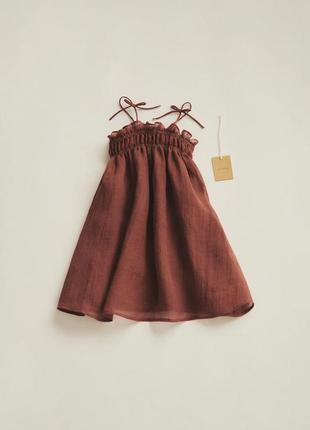 Платье сарафан на девочку коричневое zara new1 фото