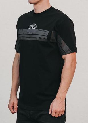 Мужская футболка хлопковая stone island 100% cotton / стон айленд черная летняя одежда4 фото