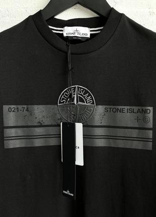 Мужская футболка хлопковая stone island 100% cotton / стон айленд черная летняя одежда7 фото