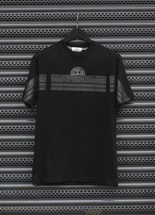 Чоловіча футболка бавовняна stone island 100% cotton / стон айленд чорна літній одяг1 фото