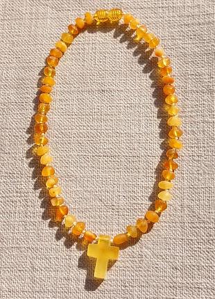 Детские лечебные янтарные бусы, детское ожерелье из натурального янтаря