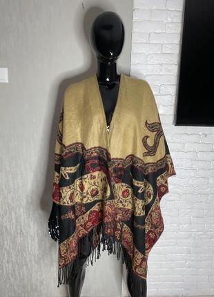 Накидка с бахромой пончо, one size
