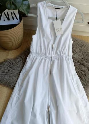Бавовняна сукня міді з блискавкою вiд zara, розмір xs7 фото