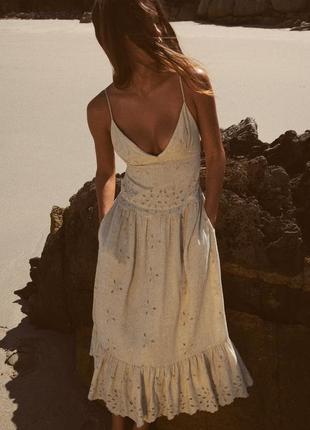 Платье миди с открытой спинкой с содержанием льна от zara м, xl