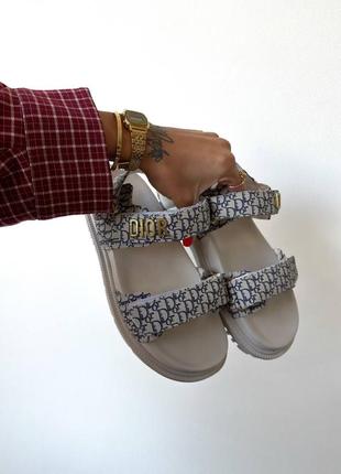 Босоножки сандали серые белые текстиль slippers logo white9 фото