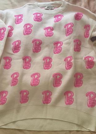 Трендовый удлиненный розовый свитер "barbie" овесайз новый размер универсальный с-л3 фото