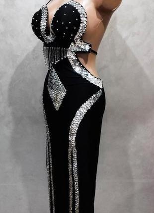 Сексапільна вечірня сукня з декором та відкритою спинкою hand made3 фото