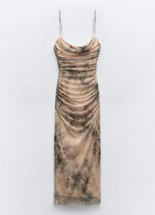 Тюлевое платье с принтом от zara, размер м4 фото