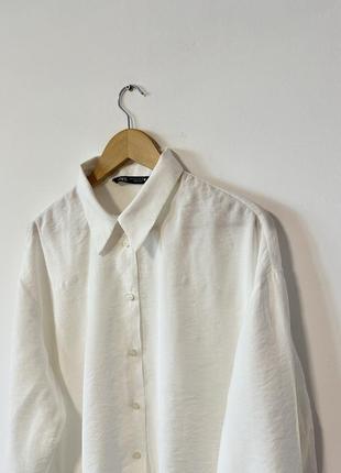 Белая рубашка с разрезами по бокам от zara🌿5 фото