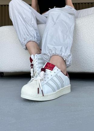 👟 кросівки   adidas superstar white/red      / наложка bs👟4 фото