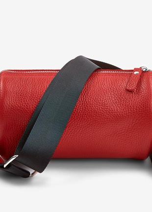 Сумка бананка, кроссбоди женская натуральная кожа, красная cilindr