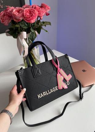 Karl lagerfeld k/skuare embossed large tote bag (9 фото