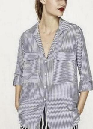 Zara рубашка свободного кроя, блузка, блуза, рубашка в полоску2 фото