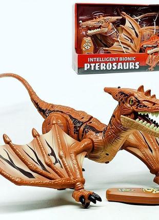 Игрушка птерозавр динозавр на радиоуправлении интерактивный робот птеродактиль со светом и звуком