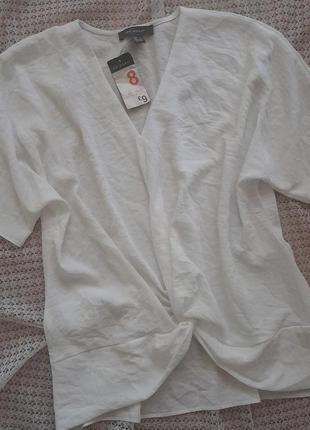 Легкая белая блуза свободного кроя с узлом primark2 фото