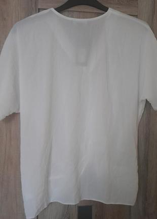 Легкая белая блуза свободного кроя с узлом primark8 фото