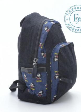 Джинсовий рюкзак little pigeon / mikki mouse3 фото