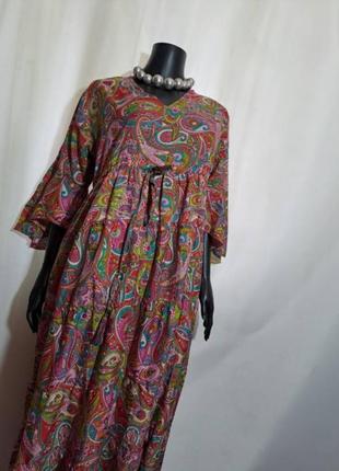 Макси платье цветы ярусное шёлк#731 фото