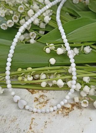Намисто перламутр чокер сердечко