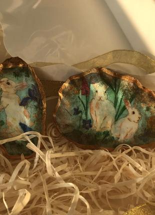 Пасхальний набір зістарених богемних піал-устриць для прикрас, сервіровки, декору