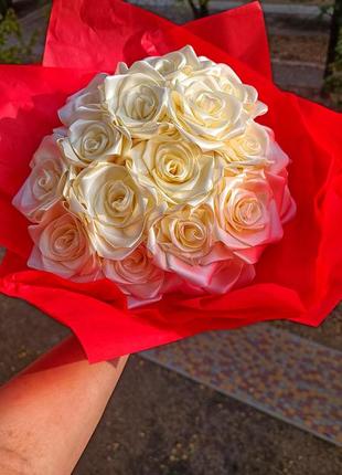 Букет з 17 атласних троянд❤️‍🔥🌹