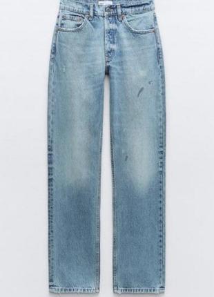 Zara широкие джинсы с элементами краски.