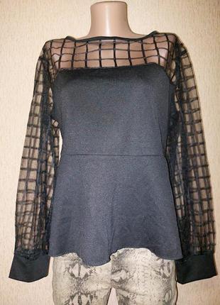 Красивая женская кофта, блузка с баской shein curve2 фото
