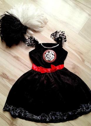 Карнавальное платье хелловин, с перукой,круэла де оль,101 долматинец