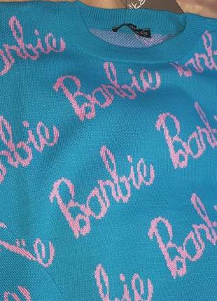 Трендовый бирюзовый свитер барби "barbie" овесайз новый7 фото
