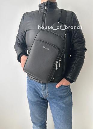 Чоловіча брендова шкіряна сумка слінг coach ethan pack оригінал сумочка моно рюкзак коач коуч шкіра на подарунок чоловіку подарунок хлопцю2 фото