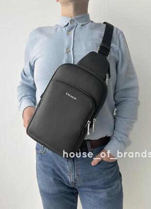 Чоловіча брендова шкіряна сумка слінг coach ethan pack оригінал сумочка моно рюкзак коач коуч шкіра на подарунок чоловіку подарунок хлопцю1 фото