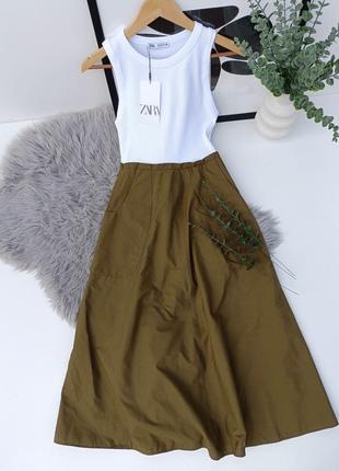 Комбінована сукня середньої довжини з кишенями від zara, розмір s