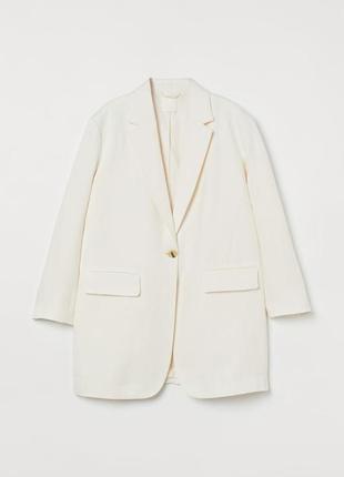 Оверсайз молочный пиджак льняной h&m
