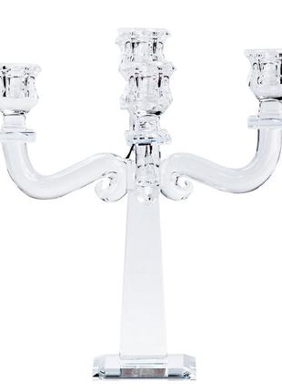 Подсвечник канделябр на 5 свечей стеклянный большой 26 (см)