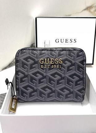Женский вертикальный кошелек брендовый с монетнецой guess стильное серое портмоне для денег на молнии гесс