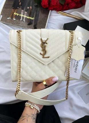 Белая кожаная сумка в стиле ysl XS / 42