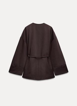 Женский брючный костюм с кимоно баклажанового цвета zara4 фото