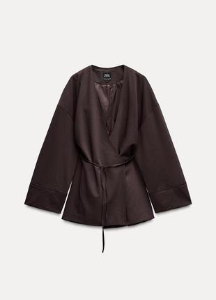 Женский брючный костюм с кимоно баклажанового цвета zara3 фото