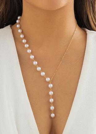 Оригінальний золотистий ланцюжок з імітацією перлин