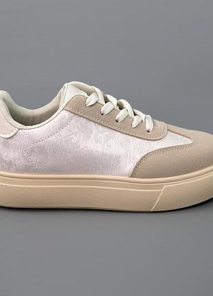 Кеды женские, бежевые, летние, материал еко-кожа - замша, размер 36 fw_001739