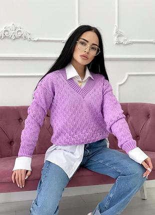 Стильний ажурний светр onesize 5