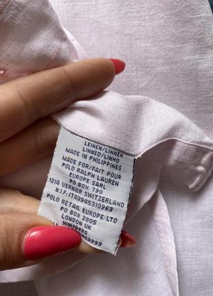Polo ralph lauren льняная рубашка, женская льняная рубашка оверсайз, блузка, блуза6 фото