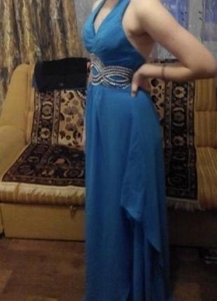 Блакитна бірюзова сукня плаття вечірнє на випускний на свято